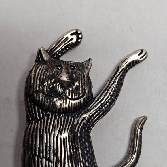 Vintage Sterling Eman Govey Pin Brooch Dancing Happy Feline Cat Edward Gorey - Picture 11 of 11